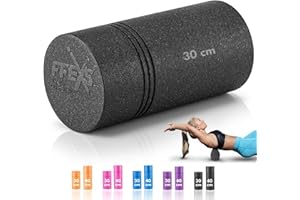 FX FFEXS Foam Rollers for Muscles, Foam Roller for Back Pain, Massage Roller, Muscle Roller, Back Roller, Exercise Roller for Physio, Yoga, Gym or Pilates, 30 cm, Black, High Density