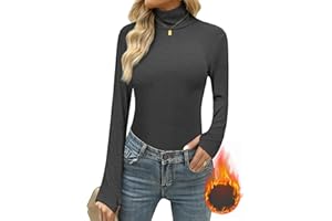 Terecey Intimo Termico Donna a Collo Alto Dolcevita Cotone a Manica Lunga Maglia Intima Leggero Maglia Termica da Donna Traspirante Invernale Basic Top con Asole per i Pollici S-XXL