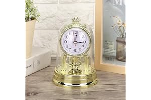 Mrisata Table Clock Home Ornament European Retro Style Living Room Clock Antique Silent Table Clock Home Decor (Gold)