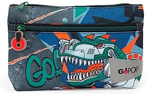 GO POP Maxi Bustina 2 Zip, Astuccio Piccolo Con Tirazip E Due Capienti Tasche Portapenne Bambino Per Elementari e Medie