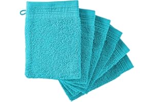 Adore Home 6 x Premium Quality 100% Cotton Wash Mitts Absorbent Flannel Face Mitt Body Scrub, Turquoise