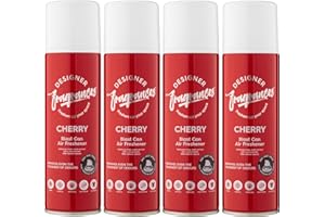 Designer Fragrances 4 Pack Classic Cherry Air Freshener Blast Cans - For Home & Vehicles – Natural Oils, Luxury Lasting Smell, Dry Mist Quick Release Spray – Deodorise & Neutralise Odours – 300ml