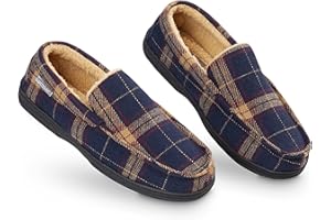 DUNLOP Moccasins Slippers Men Loafers Faux Fur Slippers Rubber Sole Memory Foam House Slippers Indoor Shoes Gifts For Men