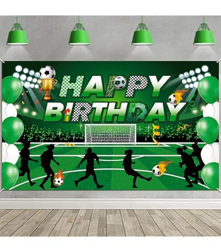 10 Voetbal Verjaardagsdecoratie Jongen, 10e Voetbal Verjaardagsdecoratie Meisjes, 10 jaar Ballon Groene Ballon Slinger met Happy Birthday Slinger voor