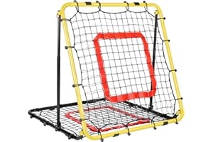 BASEGOAL Reboteador Futbol - [Ángulo 8 Niveles Ajustable] Red de Rebote Fútbol, Rebounder Baloncesto, Malla de PE de Doble Capa, Rebotadores Plegable para Entrenamiento de Fútbol Tenis Béisbol