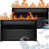OFFCUP 2 Pieces Fireproof Wallets 20.5 x 11.8 cm, Fireproof Bag for Documents, Documents, Bank Cards and Passports