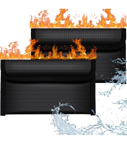 Set 2 Pochette Ignifuge & Imperméable - Grand 34.7x25cm + Petit 20.3x14.2cm Avec Fermeture Éclair