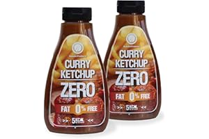 Rabeko Zero Sauce - ketchup au curry, 2 x 425 ml sans sucre et peu de matières grasses - produits sains, faible en glucides et en calories pour salades, frites, burgers - sans gluten ni lactose