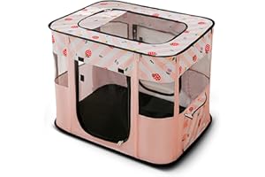 ALLSOPETS Pieghevole Portatile Scatola Recinto per Cani Impermeabile Box per Animali Recinto Box per Animali Cani Gatti Cuccioli con Cerniera per Interno Esterno Rosa A