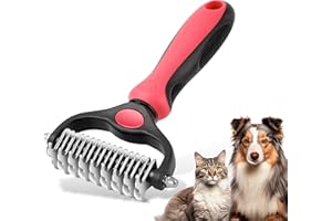 NursCare Brosse de toilettage pour animaux de compagnie, râteau double face pour chiens et chats, brosse professionnelle pour démêler les poils et enlever les nœuds, les tapis, les nœuds et les poils