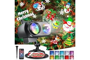 Anysun Proyector Navidad Exterior, Proyector Natal Exterior con 20 Diapositivas HD y 160 Motivos de Dibujos Animados, Luces Decorativas Copos de Nieve con Control Remoto, Temporizador para Jardín