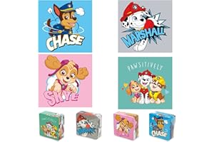 damaloo Paw Patrol Asciugamani Magici in Cotone per Bambini, Bambine e Ragazzi - x4, 30x30 cm, Mini Asciugamani Pressati Che Si Espandono in Acqua, per Regali per Feste o Compleanni