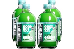 UNROOTED Super Greens & Lemon Shots - For Good Gut Health, with Spinach, Lemon, Baobab and Cucumber, Supporting Energy, Immunity and Digestion,With Vitamin C and Antioxidants 4 x 420ml Bottles