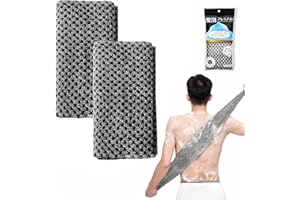 Solihigh 2 Pcs Japanese Back Scrubber Set, Exfoliating Shower Towel for Men Women, use for Scrubbing, Lathering and Dead Skin Removal, Ideal for Sensitive Skin Adults(Black)