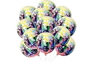 KatchOn, Multicolor Disco Ball Balloons - 22 Inch, Pack of 12 | 4D Disco Balloons for Disco Party Decorations | 70s Party Decorations, 80s Party Decorations | Last Disco Bachelorette Party Decorations