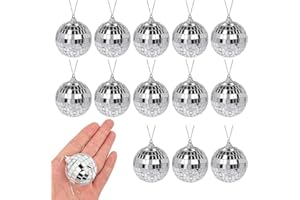 LEFSDVF 12 Pcs Mini Disco Balls, Mirror Disco Ball Hanging Mirrorball For Theme Parties Weddings New Year Family Gatherings Birthdays Cake Ktv Parties Band Bar Stage Performances Lighting Effect Stage Props