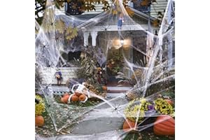 ‎ASOENTIWOX Halloween Deko, 150g Halloween Spinnennetz und 30 Stück Halloween Spinnen, Halloween Party Deko, Spinnenweben für Halloween Horror Decoration Outdoor, Indoor, Garten, kinderparty