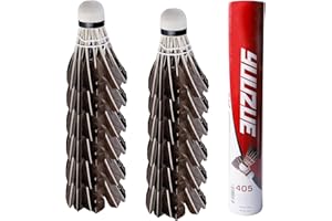 PRITOK 12 palline da badminton: volani in piuma d'oca, testa in sughero, allenamento sportivo, ad alta velocità, da giardino, in piuma d'oca, per sport all'aperto e al coperto (nero)