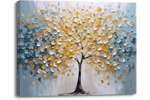 Piy Painting Canvas Wall Art, Tree Canvas Painting, Watercolour Print, Blue And Yellow Wall Decoration Painting For Living Room Office Entrance Hallway Kitchen, 12x16inch