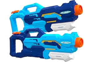 KESSER® Water Pistol Set of 2 Water Pistols Spray Guns Range 10-11 Metres, Capacity 1500 ml Water Fun Beach Toy Outdoor for Children and Adults Beach Pool, Blue/Light Blue