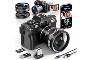 G-ANICA Appareils Photo numériques 5K et 64MP pour la Photographie et la vidéo, Appareil Photo Vlogging pour Youtube, Appareil Photo Compact, WiFi et Lens Grand Angle et Macro