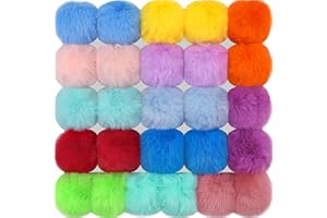 BQTQ 26 Piezas Pompones Llaveros Pompones Artificial Piel Bola Pompón Piel Sintética Pompon para Bolsos Gorro Llavero Bufanda Guante, 13 Colores