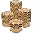 London Coffee Cups 1250ml Square Disposable Food Containers With Lids, Kraft Food Containers with Lids, Perfect For Restaurant Takeaway, Street Food, Party, Salads, Lunch Meal (1250ml, Case of 50)