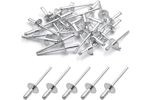 BESTYCHAO 50 Stück Aluminium Blindnieten mit großem Flansch 4mm x 12mm, 50er Pack (Silber)
