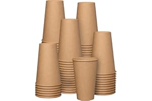 Comfy Package GUSTO [16 oz. - 470 ml - 100 unidades] Vasos desechables de papel kraft, vasos para café caliente marrón sin blanquear - Vasos ecológicos - Formerly