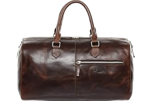 SID & VAIN Bolso de Viaje Grande Cuero I Bolso de Deporte Fin de Semana con Funda extraíble para el portátil I Maletín Viaje Weekender, Equipaje de Mano Cabina Seattle Hecho a Mano