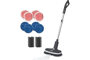 AirCraft Home PowerGlide Cordless Rechargeable Hard Floor Cleaner and Polisher Bundle With 2 Batteries, 8 Cleaning Buffing Pads, Perfect for Wood, Tile, Laminate and Hard Floors