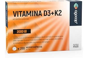 AGOCAP Vitamina D3 + Vitamina K2 (MK7), Integratore Alimentare per Ossa e Sistema Immunitario, 200 compresse