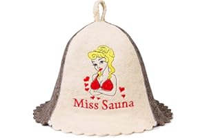 Askold Wool Sauna Cap for Women to Protect Hair Embroidered Miss Sauna, Finnish Sauna Hat Felt - Sauna Hat Banya Hat Women