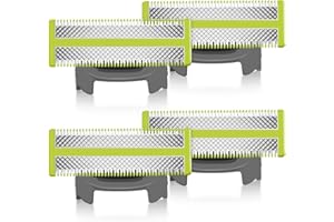 FENKABS Pack of 4 Replacement Blades for Philips OneBlade, Made of Stainless Steel, Durable and Precise, Suitable for Trimming Body and Face Beards, Skin Protection Strip Device, Safe and Reliable