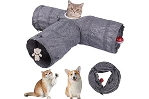 MZSX 3 Way Collapsible Cat Tunnel Toy, Cat Tunnel Toy, Collapsible Cat Playhouse Pet Play Tunnel Tube, Suede Crinkle Cat Tube Tunnel, Suitability Puppy, Rabbits, Indoor and Outdoor Use