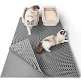 Garoopion Cat Litter Mat, Easy to Clean Waterproof, 90 x 76 cm Grey | Double layer honeycomb cat mat, catches and holds litte