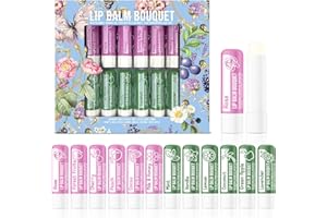 Beauty4Britain Set di 12 Balsami Labbra di Lusso Bouquet 12 Profumazioni Diverse Unisex Protegge & Ripara Idrata Arricchito con Cera d'Api, Olio di Cocco, Burro di Karité, Vitamina E & Aloe Vera