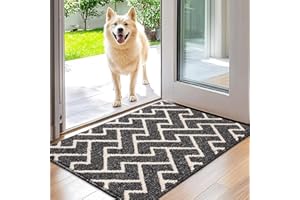 Biscpro Indoor Door Mats,50x80cm Door Mat Non Slip Backing,Dirt Trapper Mat Absorbent Non-Slip Doormat for Entrance,Inside,Kitchen,Front Back Door,Pets and Garden-Black