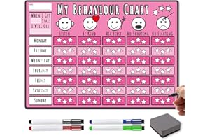 THE MAGNET SHOP Tabla de comportamiento TMS para niños A3 | Gráfico magnético de estrellas para inspirar un buen comportamiento en niños pequeños y niños, niños y niñas, con 4 bolígrafos magnéticos de colores en