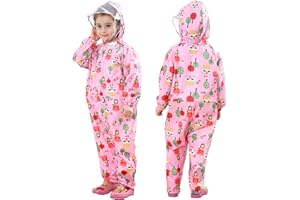 JinBei Fille Imperméables Garçon Combinaison de Pluie Enfants à Capuche Veste Pantalon Respirant Poncho Unisexe Randonnée Manches Longues Imperméable Les Dessins Animés Vêtements 1-10 Ans