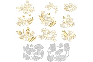 INFUNLY 28 Pieces Mushroom Cutting Dies Flower Hot Foil Leaf 3D Cutting Dies Stencil Album Embossing Paper Cutting Dies for Card Making Scrapbooking Decoration Paper Cutting Dies