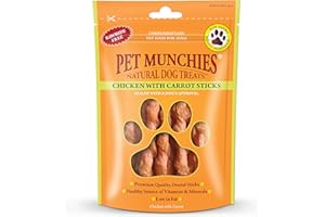 Pet Munchies Chicken with Carrot Sticks Dog Treats, Healthy Dental Chews with Natural Real Meat, Low in Fat 80g