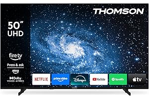 THOMSON 50 Pouces (126 cm) 4K UHD LED Smart TV avec Fire TV, Commande vocale Alexa, AirPlay, Wi-FI, Triple Tuner(câble/Satellite/antenne), Bluetooth 5.0, HDMI, USB, AV in, CI+, 50UF4S35