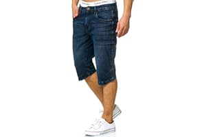 Indicode Herren Jaspar Jeans Shorts mit 5 Taschen | Herrenshorts Used Look für Männer