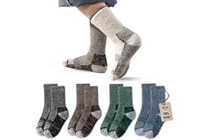 Vihir Lot de 4 paires de chaussettes en laine mérinos pour enfant garçon - Chaussettes de sport chaudes pour l'hiver - Chaussettes d'hiver épaisses pour ski, trekking, randonnée 22-26, 26-29, 39-34,