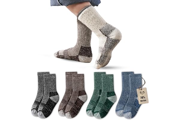 Vihir 4 par Merinostrumpor barn pojkar – Crew Merino sportstrumpor varma vinterstrumpor tjocka för skidåkning, vandring, vandring 22–26, 26–29, 39–34, 35–38