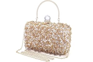 UBORSE Pochette Sac de soirée femme Elégante Luxe Portefeuille Petit Sac à Main de Mariage Party Bal avec Chaîne Détachable Sac en Strass