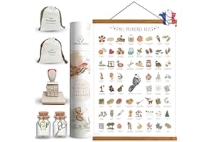 Yemma Shell - Affiche Mes Premières Fois à Tamponner: Cadeau Naissance pour Bébé Fille Garçon, Baby Shower, Boîte Souvenir pour Parents et Jeune Maman