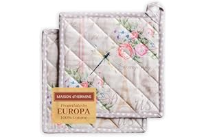 Maison d' Hermine Hotpads 100% Cotton Easter Pot Holder with Loop Heat Resistant (20cmx20cm) Set of 2 Pot Holders for Baking Grilling Microwave Barbecue Handling Hot Pans, Champ De Mars -Spring/Summer