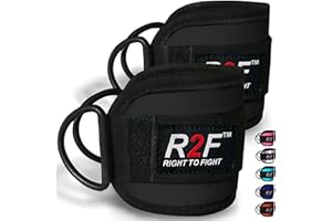 R2F RIGHT TO FIGHT R2F Cavigliere Cavi Palestra 7MM Neoprene Cinghie per Caviglia Imbottite Polsini Trazioni Esercizi delle Gambe Workout con Doppio D Anello Attaccament Fitness Regolabile Strap (confezione da 2)